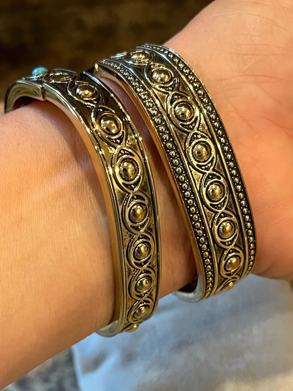 Canyon Sky Turquoise Accent Bangle Watch Set - Gold Tone